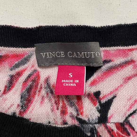 Vince Camuto signature Black and Pink Floral Long Sleeve Sweater - Picture 4 of 7